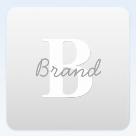 Kursiver Name oder anderer Text mit Monogramm | Fa Quadratischer Aufkleber