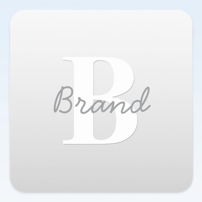 Kursiver Name oder anderer Text mit Monogramm | Fa Quadratischer Aufkleber (Von Creator hochgeladen)