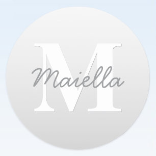 Kursiver Name oder anderer Text mit Monogramm Fa Runder Aufkleber