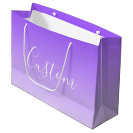 Kursiver Schriftname & editierbarer helllila Ombre Große Geschenktüte