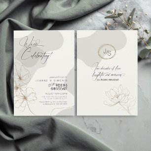 Kursives Floral 50. Jubiläum Neutöne ID1168 Einladung