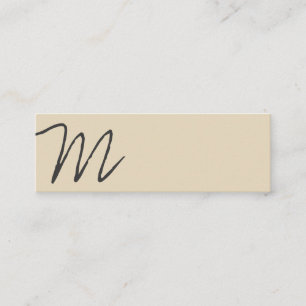 Kursives Monogramm   Asymmetrisch (beige) Mini Visitenkarte