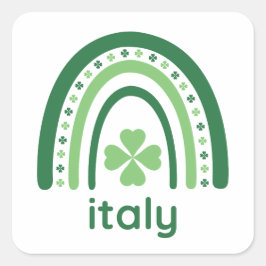 Kursivname Clover Boho Rainbow Quadratischer Aufkleber