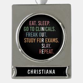 Kursschüler Future Nurse RN Geschenke Banner-Ornament Silber
