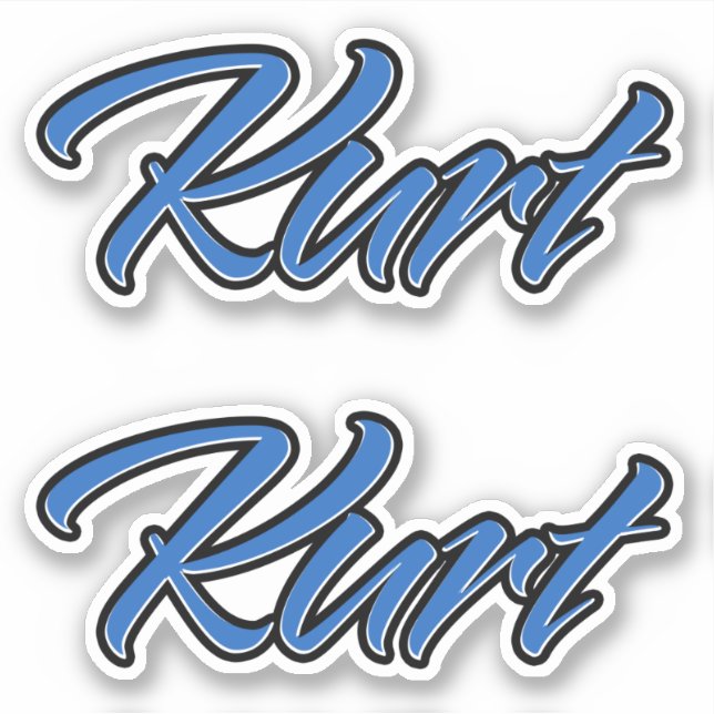 Kurt Name blue Aufkleber Sticker Stickerset (Vorderseite)