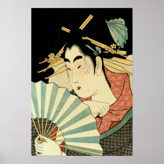 Kurtisane mit Ogi-Fächer  Poster