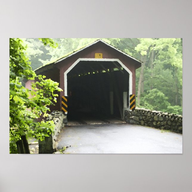 Kurtz Mill Wooden Covered Bridge Lancaster Penn Poster (Vorne)