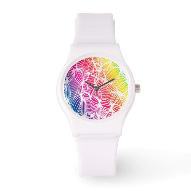 Kurve Regenbogenlinien Armbanduhr (Vorderseite)