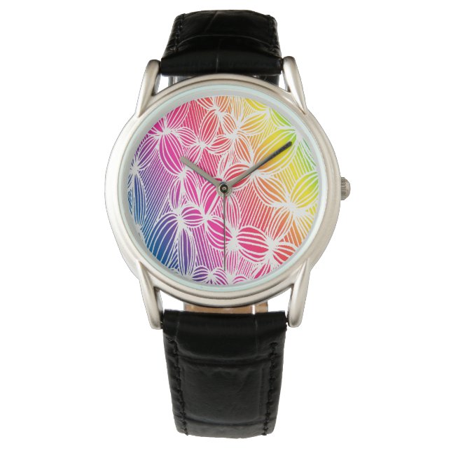 Kurve Regenbogenlinien Armbanduhr (Vorderseite)