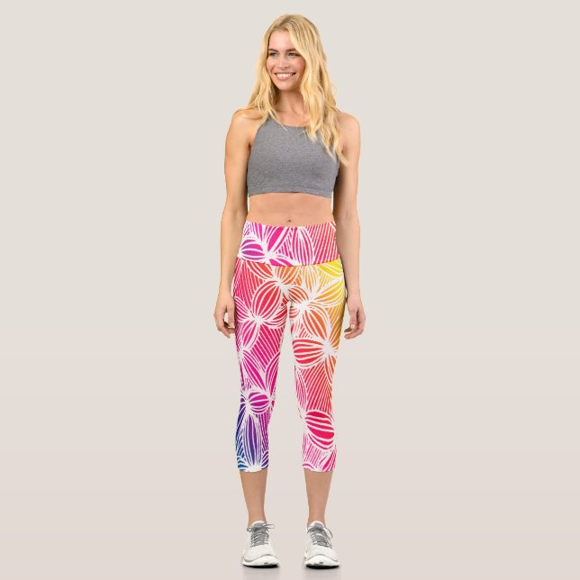 Kurve Regenbogenlinien Capri Leggings (Vorderseite)