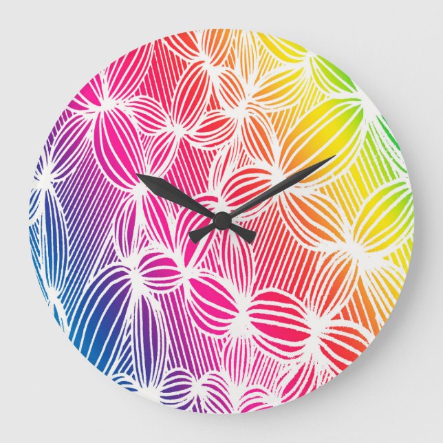 Kurve Regenbogenlinien Große Wanduhr (Vorderseite)