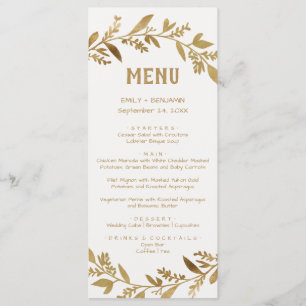 Kurve Zweige   Gold Dinner Menu Card Menükarte