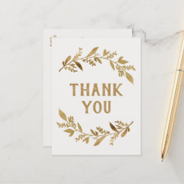Kurve Zweige | Gold Vielen Dank Postkarte