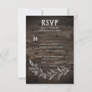 Kurve Zweige RSVP Card mit Holzmenü Karte