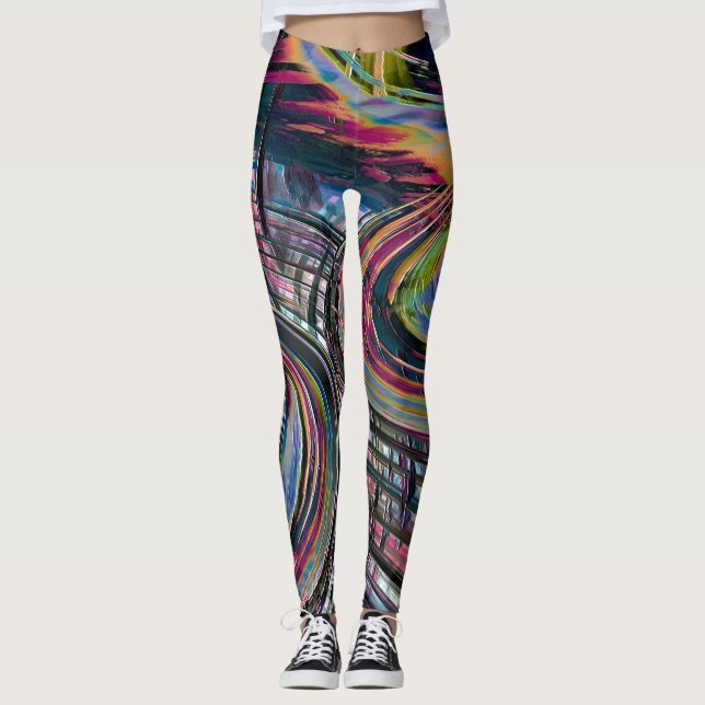Kurven, die wie eine Weltraum-Straße aussehen, bun Leggings (Vorderseite)