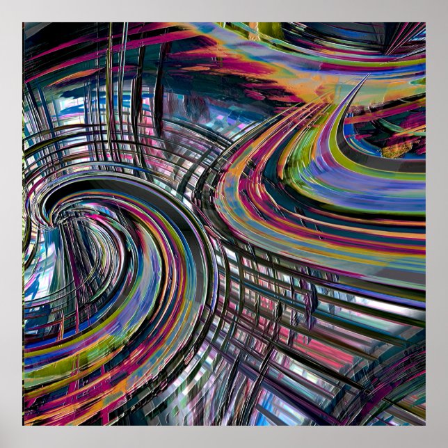 Kurven, die wie eine Weltraum-Straße aussehen, bun Poster (Vorne)