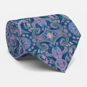 Kurven & Lotusse, abstrakt floral, lavendel & blau Krawatte