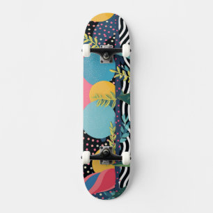 Kurven und Punkte mit Blätter Skateboard