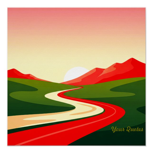 Kurvenreiche Straße Richtung Sonne Poster (Vorderseite)