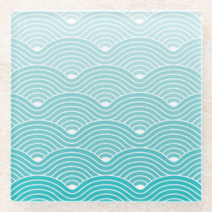 Kurvenwellen: Vintages geometrisches Muster Glasuntersetzer