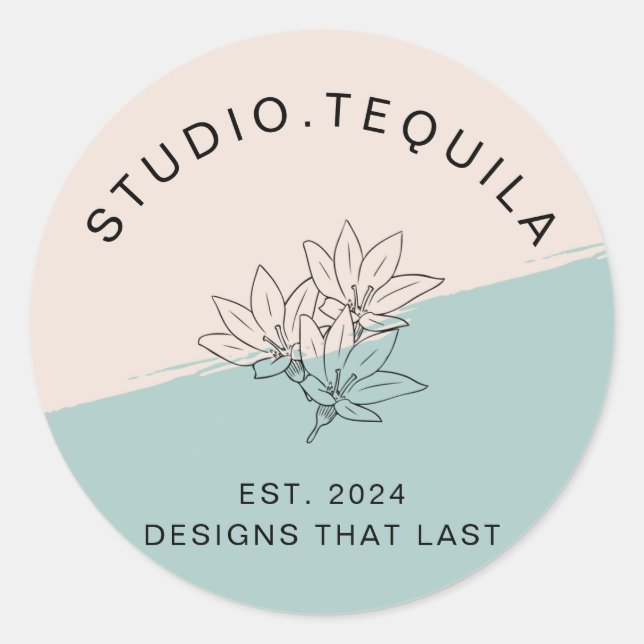 Kurves Text-Logo in Grau und Beige Runder Aufkleber (Vorderseite)