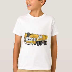 Kurz-Gelber Cartoon-Kran T-Shirt