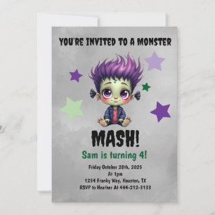 Kurz Hair Monster Mash Geburtstagsparty Einladung