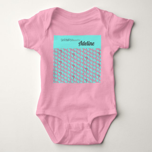 KURZ Schönes Muster Aquamarin Pink Personalisiert Baby Strampler (Vorderseite)