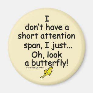 Kurze Aufmerksamkeit Span Butterfly gelb Magnet
