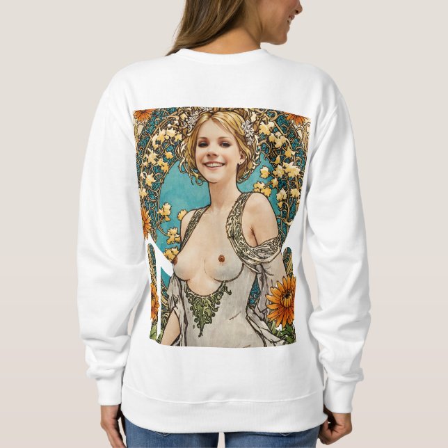 Kurze blonde V1n2 Mucha Art Sweatshirt (Rückseite)