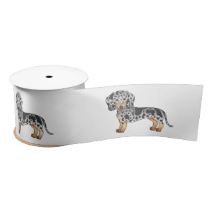 Kurze Dackel aus Schwarz und Tan Daple Niedlich Hu Satinband