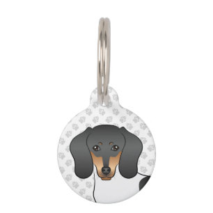 Kurze Dackel Hunde Kopf Schwarz und Tan Pipe Haustiermarke