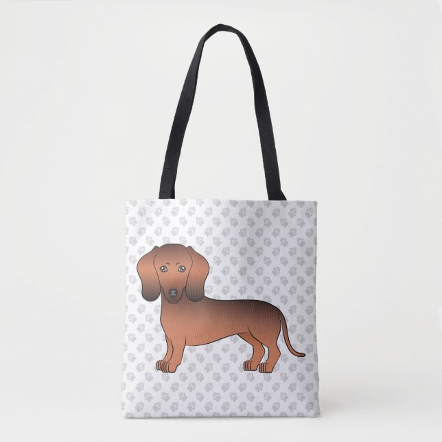 Kurze Dackel mit rotem Sable Cartoon Dog & Paws (Vorderseite)
