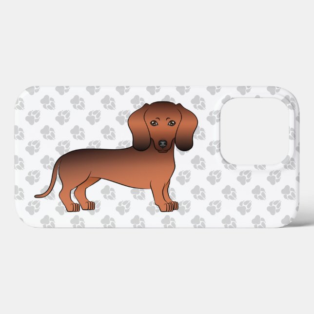 Kurze Dackel mit rotem Sable Cartoon Dog & Paws Case-Mate iPhone Hülle (Rückseite (Horizontal))