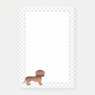Kurze Dackel mit rotem Sable Cartoon Dog & Paws Post-it Klebezettel