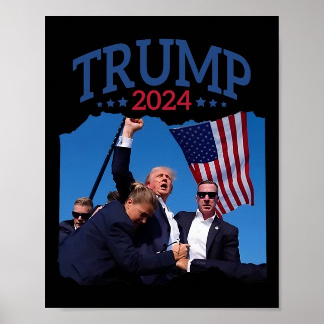 Kurze Faust gepumpt 2024 Beten für Trump nie geben Poster (Vorne)