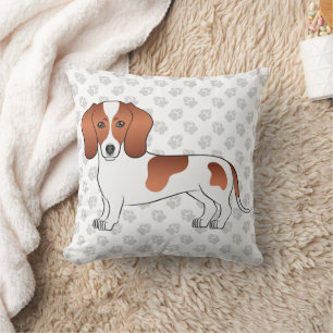 Kurze Haare Dackel Kartoon Dog & Paws Kissen