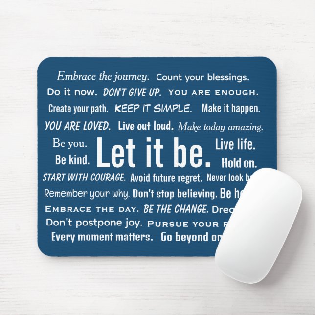 Kurze Inspirierende Zitate Auf Blau Mousepad (Mit Mouse)