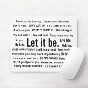 Kurze inspirierende Zitate auf Weiß Mousepad