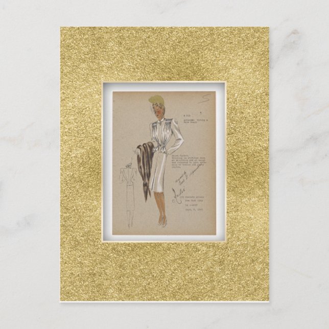 kurze Jacket-Soft Body Perky Peplum der 40er Jahre Postkarte (Vorderseite)