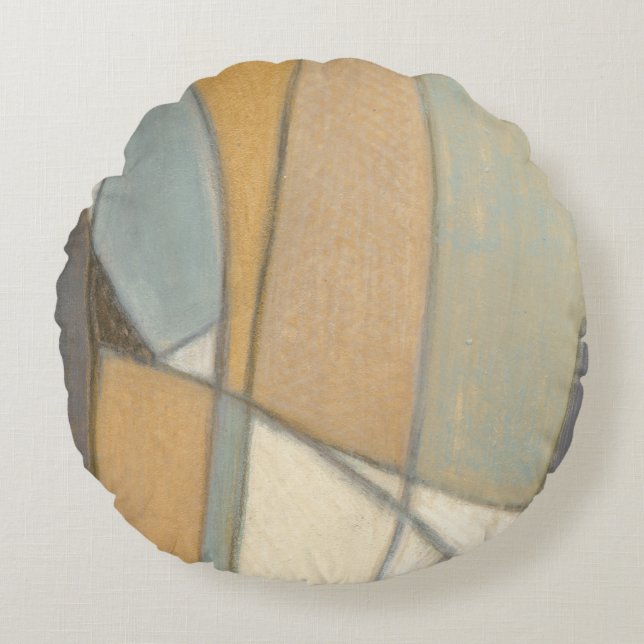 Kurze Linien und verworrene Erdtöne Rundes Kissen (Vorderseite)