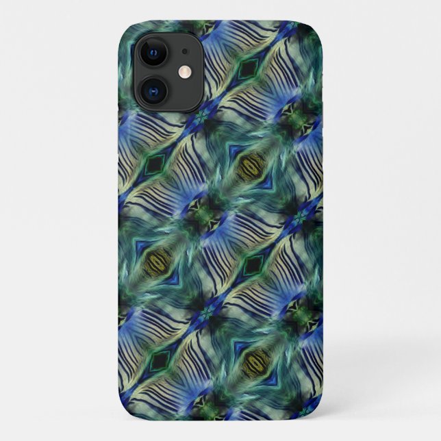 Kurze Querstreifen in grün und blau Case-Mate iPhone Hülle (Rückseite)