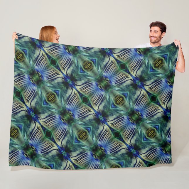 Kurze Querstreifen in grün und blau Fleecedecke (Beispiel)