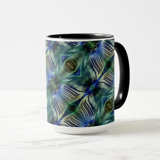 Kurze Querstreifen in grün und blau Tasse (VorderseiteRechts)