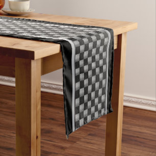 Kurze Registerkarte "Silver Grey and Black Geometr Kurzer Tischläufer