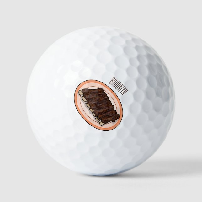 Kurze Rippen Cartoon-Abbildung Golfball (Vorderseite)