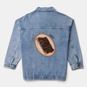 Kurze Rippen Cartoon-Abbildung Jeansjacke