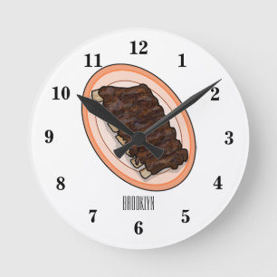 Kurze Rippen Cartoon-Abbildung Runde Wanduhr