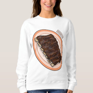 Kurze Rippen Cartoon-Abbildung Sweatshirt