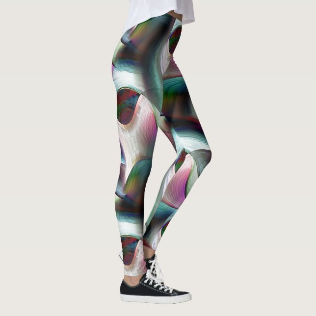 Kurze Schachbrettmuster in fast farbigen Farben Leggings (Rechts)